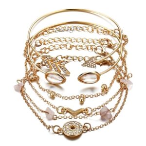 Shining Diva Fashion Latest Stylish Multilayer Gold Plated Bangle Bracelet for Women and Girls Set of 6