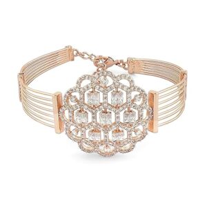 ZAVERI PEARLS Rose Gold Dazzling Cubic Zirconia Embellished Brass Kada Bracelet For Women