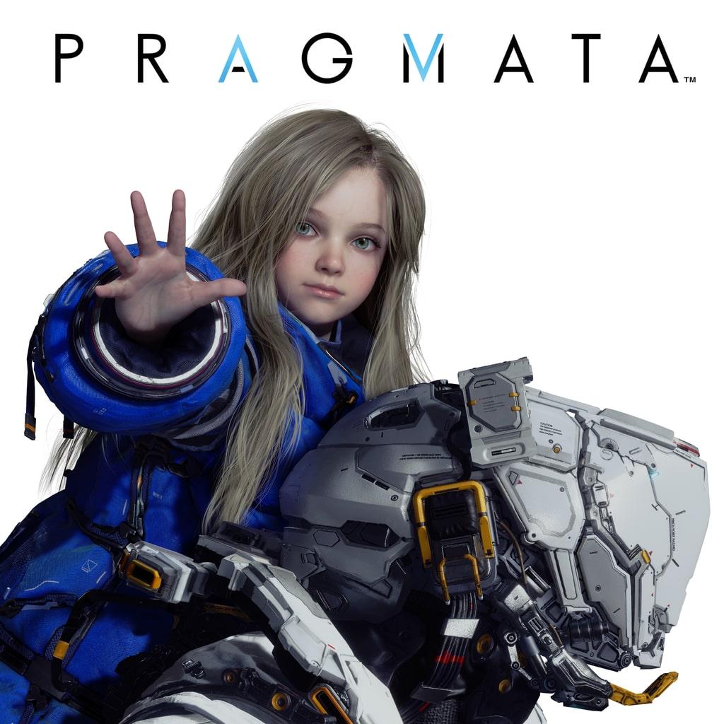 Pragmata astronaut and futuristic girl in a sci fi environment