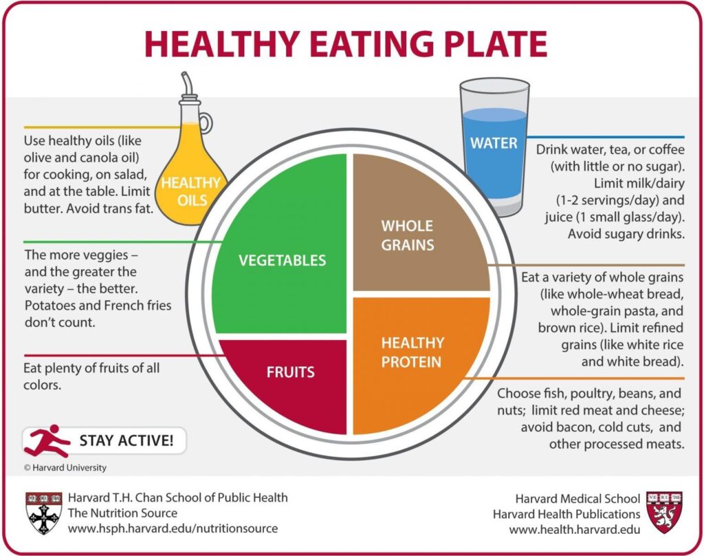 Balanced diet plate with healthy food